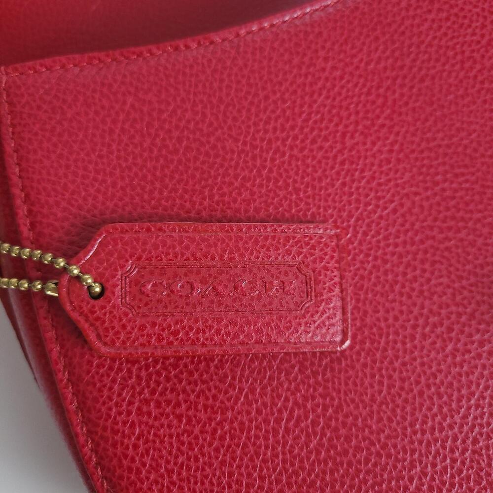 COACH 4401 Madison Carlysle Crossbody Saddle Bag Red Leather Vintage 90s Italy - Picture 4 of 13